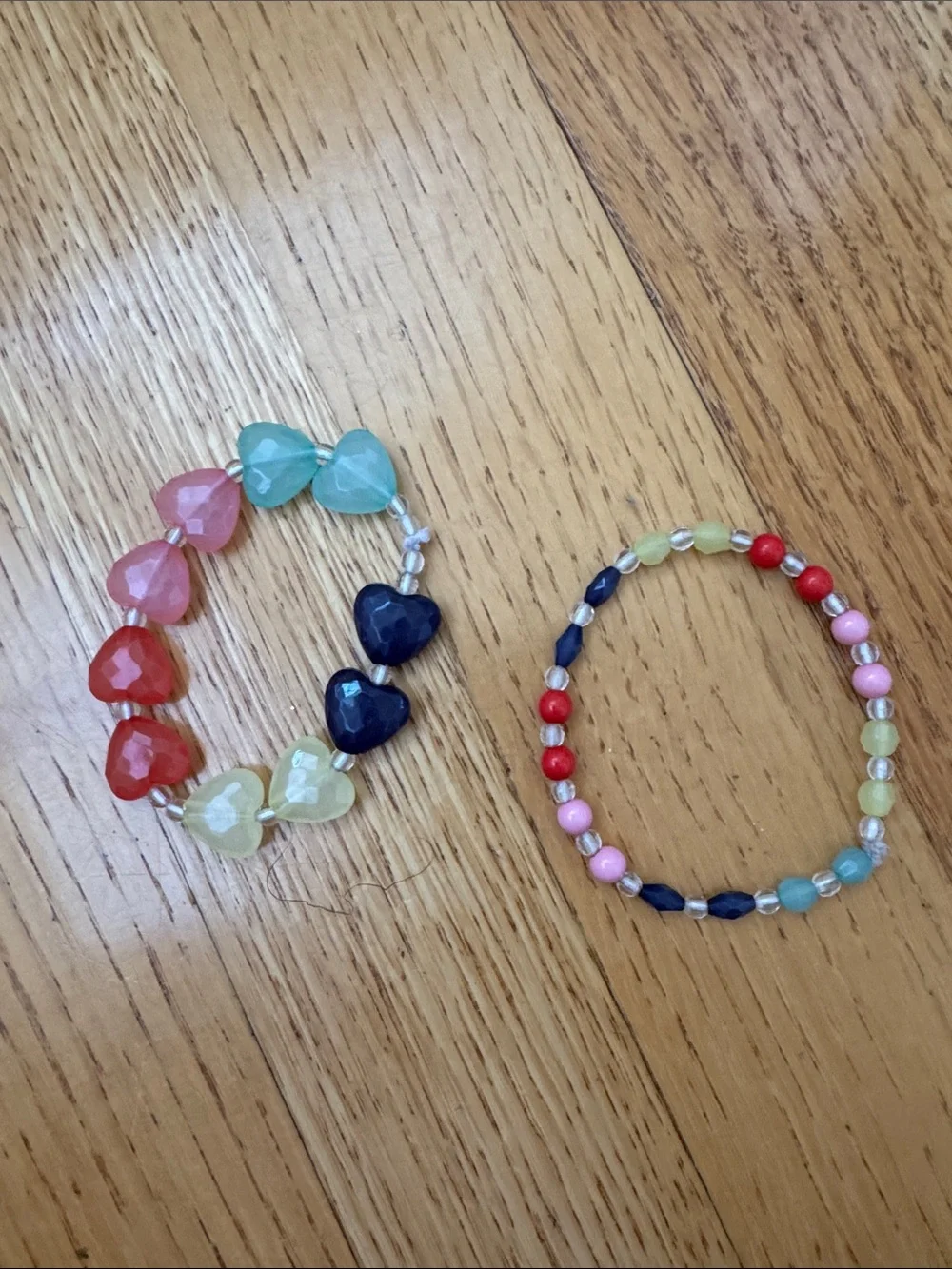 Kids Beaded Heart Stretch Bracelet Set - Multicolor